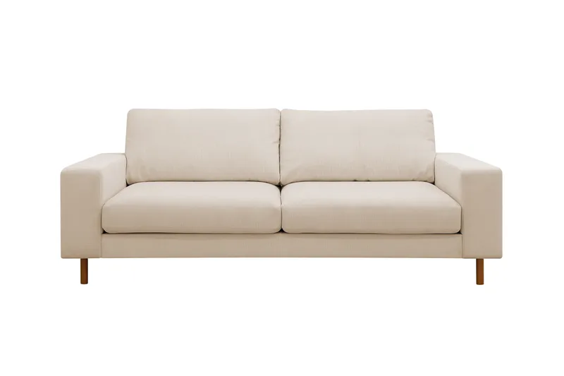 Scandi dyb 3-personers sofa i Jernbanefløjl, Beige