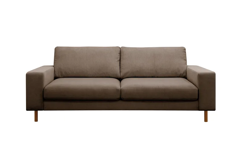 Scandi dyb 3-personers sofa i Jernbanefløjl, Brun