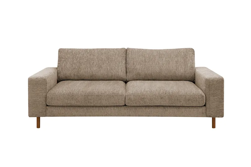 Scandi dyb 3-personers sofa i chenille, Mørk beige