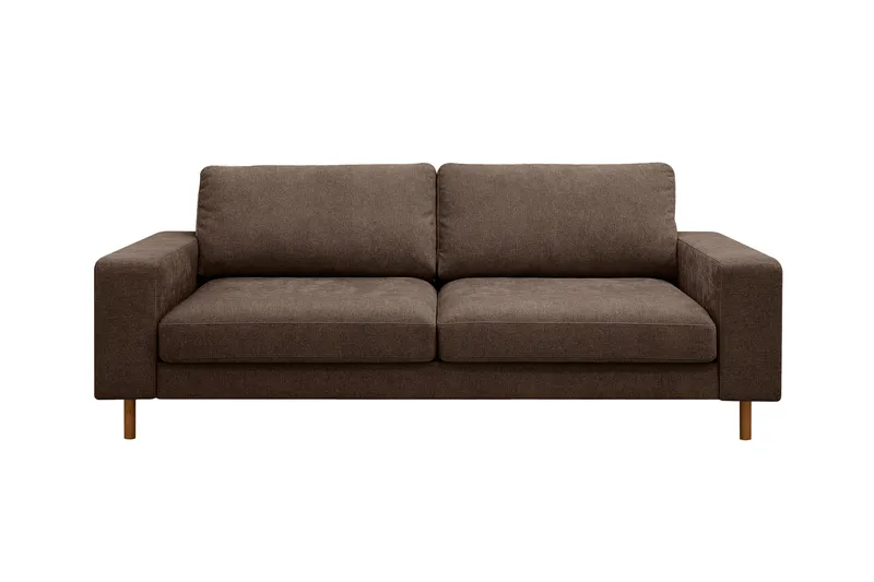 Scandi dyb 3-personers sofa i stof, Mørkebrun