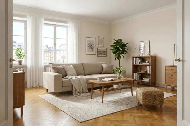 Scandi Dyb 4-pers. sofa i stof - Møbler - Sofaer - 4 personers sofa