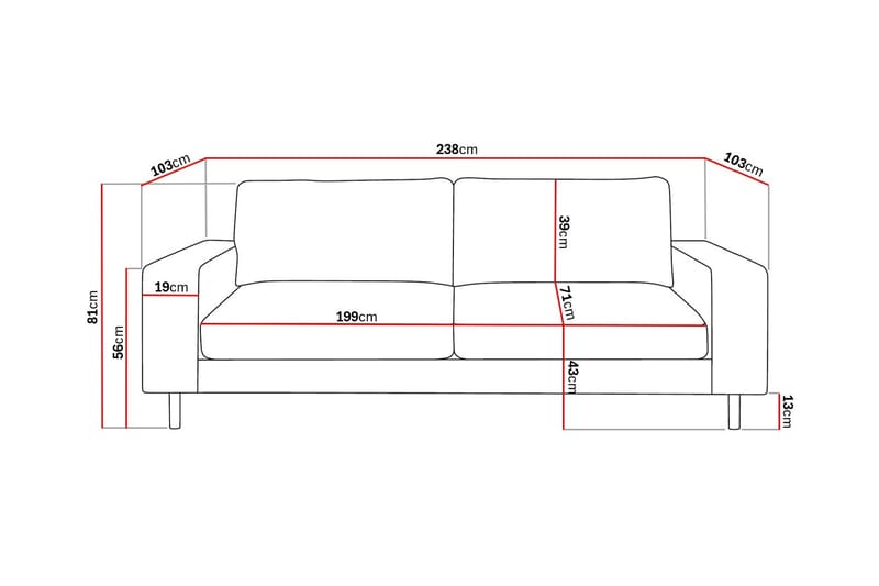 Scandi Dyb 4-personers sofa i stof - Beige - Møbler - Sofaer - 4 personers sofa