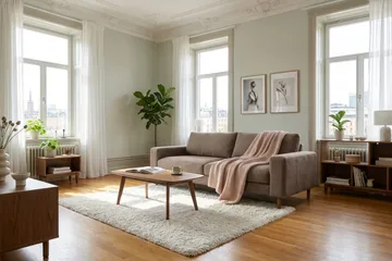 Scandi Dyb 4-personers sofa i stof - Mørkebrun - Møbler - Sofaer - 4 personers sofa