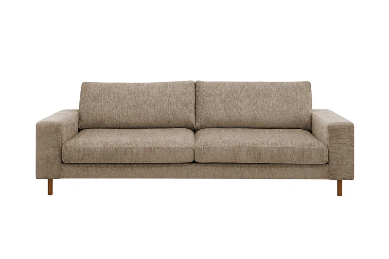 Scandi Dyb 4-personers sofa i chenille, Mørk beige