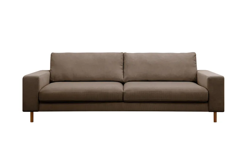 Scandi Dyb 4-personers sofa i Jernbanefløjl, Brun