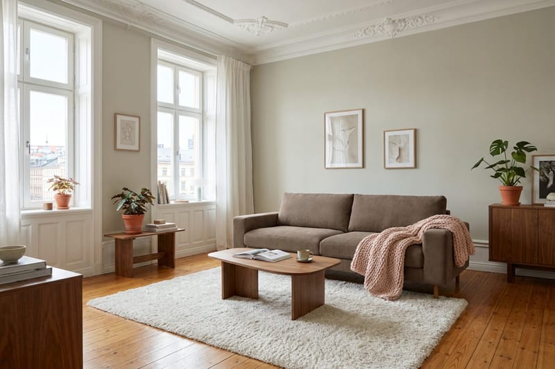 Scandi Dyb 4-personers sofa i Jernbanefløjl - Brun - Møbler - Sofaer - 4 personers sofa