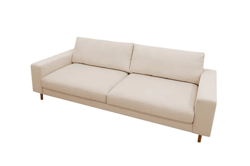 Scandi Dyb 4-personers sofa i Jernbanefløjl - Beige - Møbler - Sofaer - 4 personers sofa