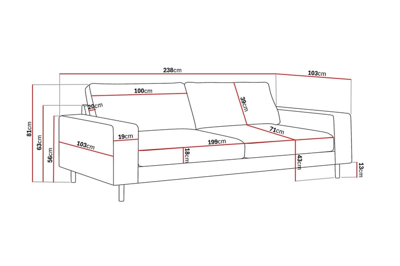 Scandi Dyb 4-personers sofa i stof - Beige - Møbler - Sofaer - 4 personers sofa