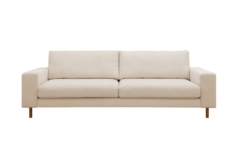 Scandi Dyb 4-personers sofa i Jernbanefløjl, Beige