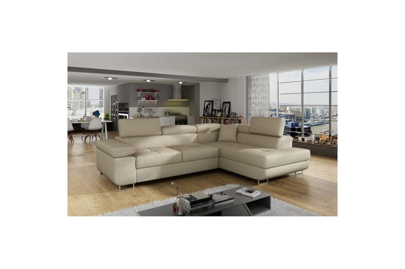 Sektionssofa Eltap Anton 272x203x85 cm - Jarell 18, Lys Beige, Højre - Møbler - Sofaer - Sovesofaer