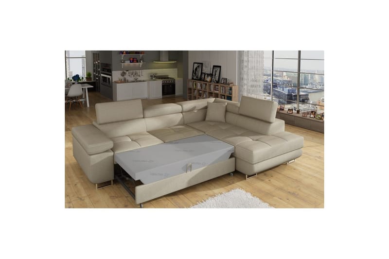 Sektionssofa Eltap Anton 272x203x85 cm - Jarell 18, Lys Beige, Højre - Møbler - Sofaer - Sovesofaer