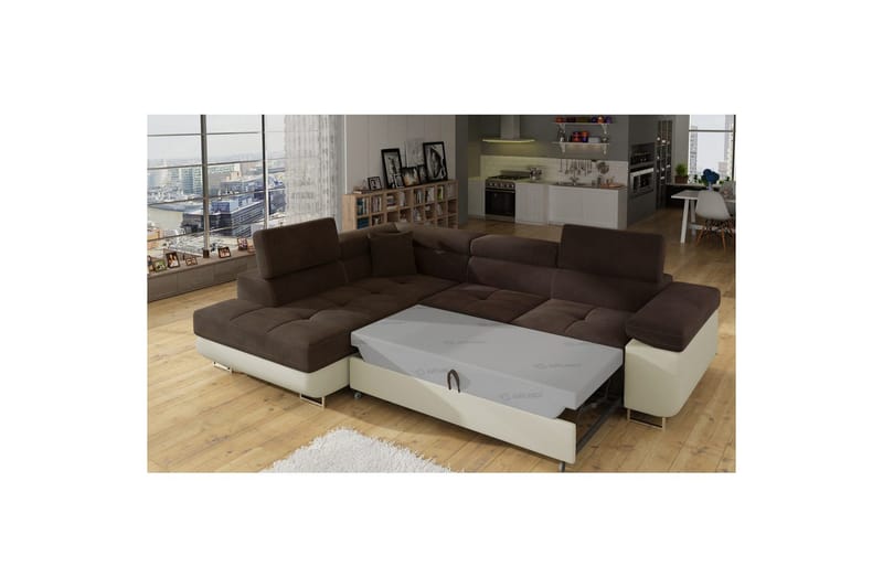 Sektionssofa Eltap Anton 272x203x85 cm - Jasmine 29, Soft 33, Brun, Beige, Venstre - Møbler - Sofaer - Sovesofaer