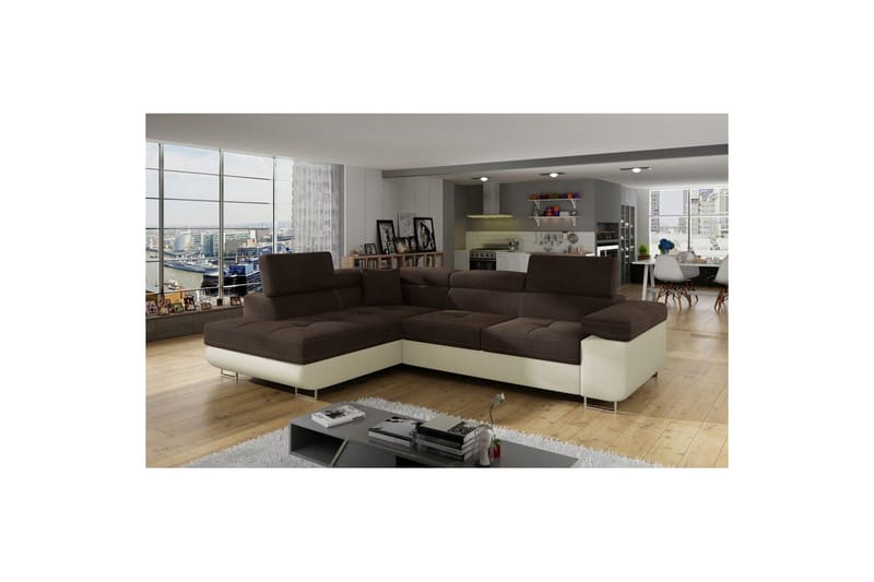 Sektionssofa Eltap Anton 272x203x85 cm - Jasmine 29, Soft 33, Brun, Beige, Venstre - Møbler - Sofaer - Sovesofaer