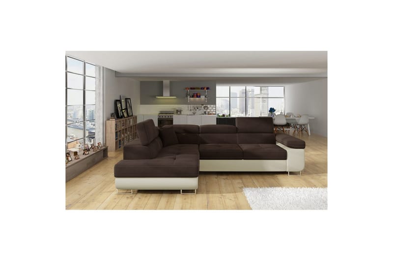 Sektionssofa Eltap Anton 272x203x85 cm - Jasmine 29, Soft 33, Brun, Beige, Venstre - Møbler - Sofaer - Sovesofaer