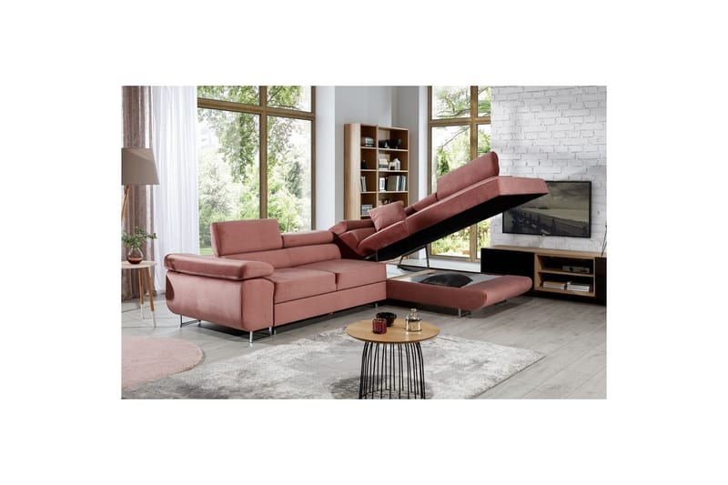 Sektionssofa Eltap Anton 272x203x85 cm - Monolit 63, Pink, Højre - Møbler - Sofaer - Sovesofaer