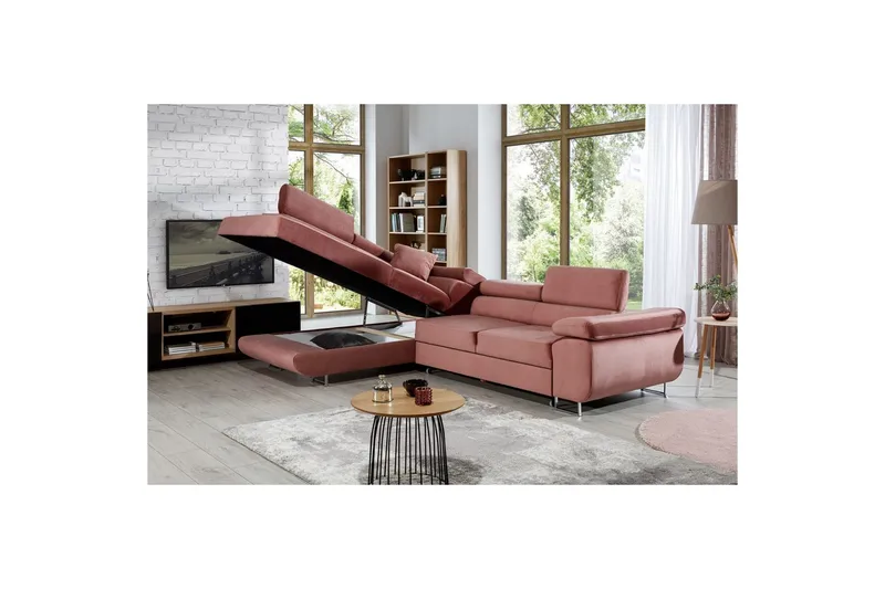 Sektionssofa Eltap Anton 272x203x85 cm - Monolit 63, Pink, Venstre - Møbler - Sofaer - Sovesofaer
