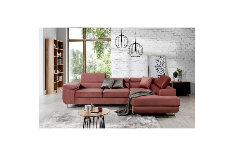 Sektionssofa Eltap Anton 272x203x85 cm - Monolit 63, Pink, Højre - Møbler - Sofaer - Sovesofaer