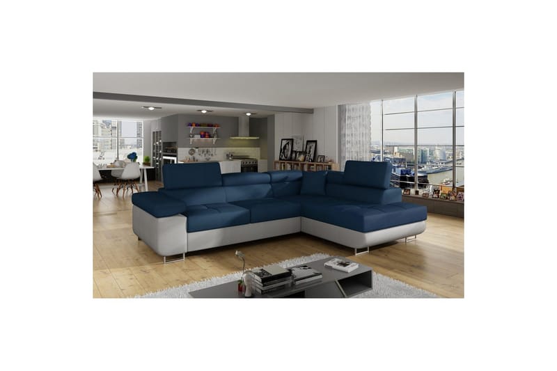 Sektionssofa Eltap Anton 272x203x85 cm - Monolit 77, Monolit 84, Blå, Lysegrå, Højre - Møbler - Sofaer - Sovesofaer