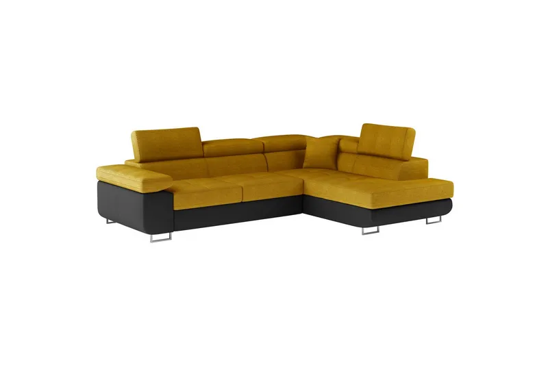 Sektionssofa Eltap Anton 272x203x85 cm - Omega 68, Soft 11, Gul, Sort, Højre - Møbler - Sofaer - Sovesofaer
