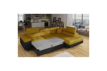 Sektionssofa Eltap Anton 272x203x85 cm - Omega 68, Soft 11, Gul, Sort, Højre - Møbler - Sofaer - Sovesofaer