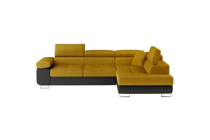 Sektionssofa Eltap Anton 272x203x85 cm, Omega 68, Soft 11, Gul, Sort, Højre