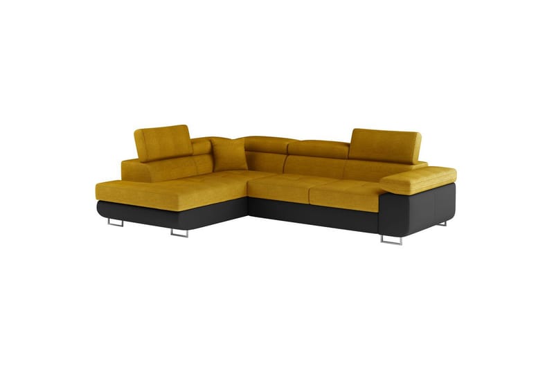 Sektionssofa Eltap Anton 272x203x85 cm - Omega 68, Soft 11, Gul, Sort, Venstre - Møbler - Sofaer - Sovesofaer