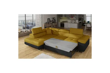 Sektionssofa Eltap Anton 272x203x85 cm - Omega 68, Soft 11, Gul, Sort, Venstre - Møbler - Sofaer - Sovesofaer
