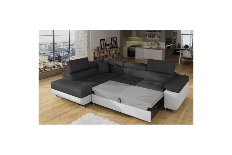 Sektionssofa Eltap Anton 272x203x85 cm - Sawana 05, Soft 17, Grå, Hvid, Venstre - Møbler - Sofaer - Sovesofaer