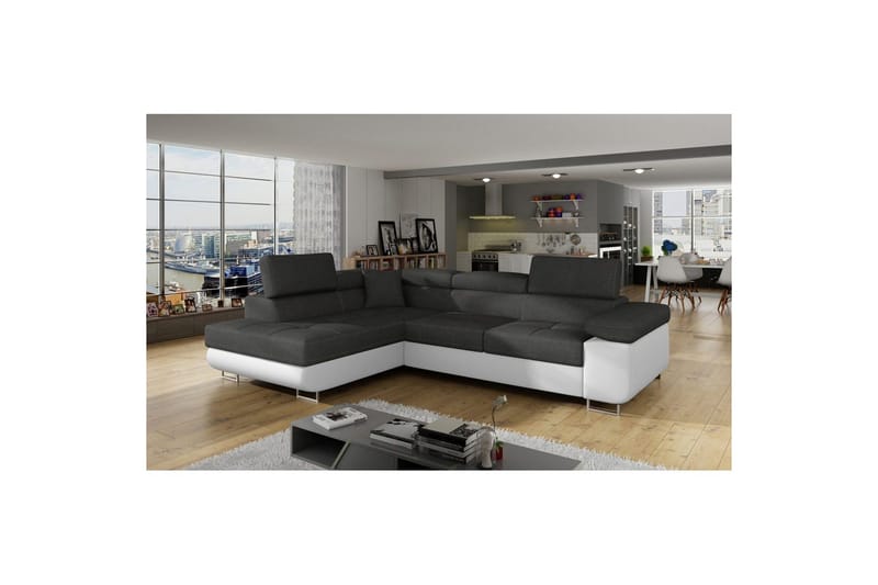 Sektionssofa Eltap Anton 272x203x85 cm - Sawana 05, Soft 17, Grå, Hvid, Venstre - Møbler - Sofaer - Sovesofaer