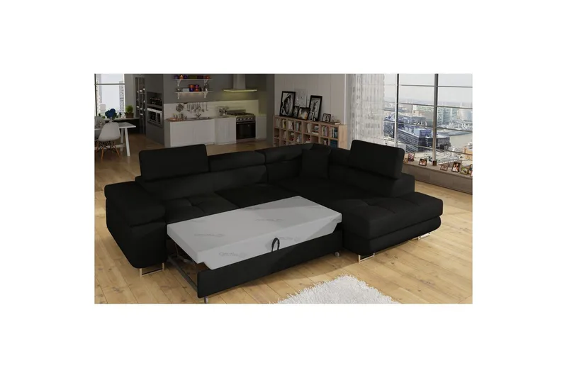 Sektionssofa Eltap Anton 272x203x85 cm - Sawana 14, Sort, Højre - Møbler - Sofaer - Sovesofaer