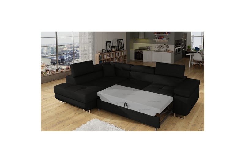 Sektionssofa Eltap Anton 272x203x85 cm - Sawana 14, Sort, Venstre - Møbler - Sofaer - Sovesofaer