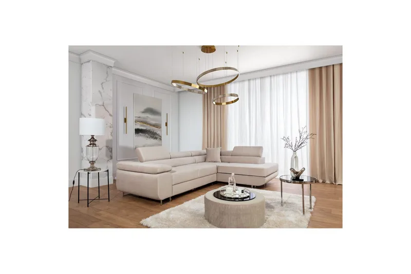 Sektionssofa Eltap Anton 272x203x85 cm - Paros 02, Beige, Højre - Møbler - Sofaer - Sovesofaer