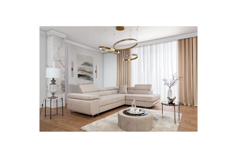Sektionssofa Eltap Anton 272x203x85 cm - Paros 02, Beige, Højre - Møbler - Sofaer - Sovesofaer