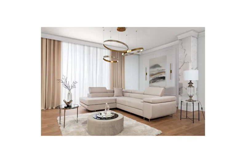 Sektionssofa Eltap Anton 272x203x85 cm - Paros 02, Beige, Venstre - Møbler - Sofaer - Sovesofaer