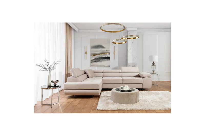 Sektionssofa Eltap Anton 272x203x85 cm - Paros 02, Beige, Venstre - Møbler - Sofaer - Sovesofaer