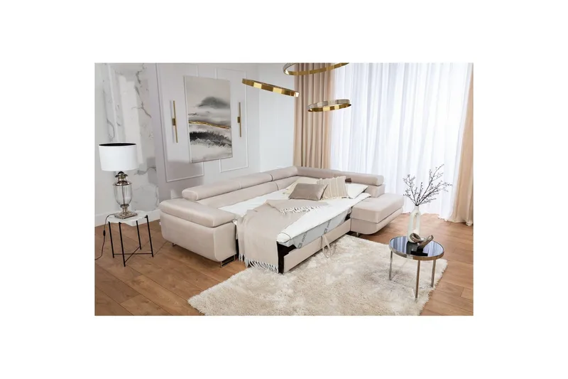 Sektionssofa Eltap Anton 272x203x85 cm - Paros 02, Beige, Højre - Møbler - Sofaer - Sovesofaer
