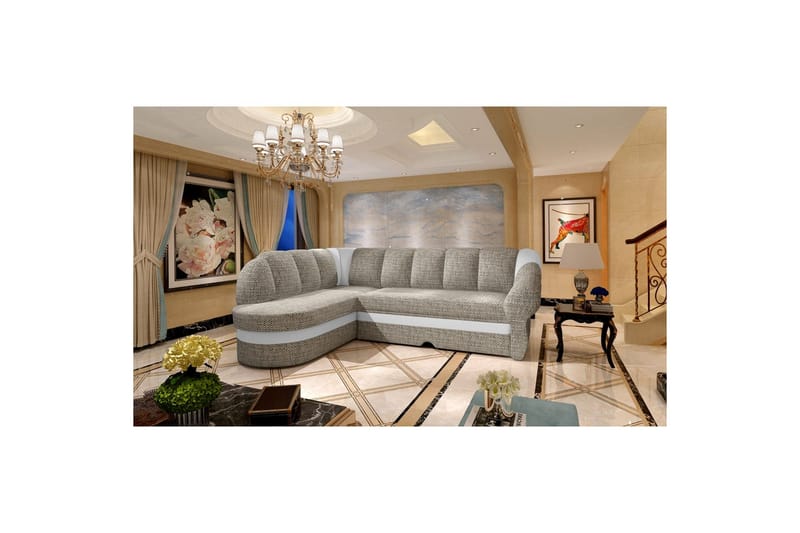 Sektionssofa Eltap Benano 250x85x180 cm - Berlin 01, Blød 17, Grå, Hvid, Venstre - Møbler - Sofaer - Sovesofaer