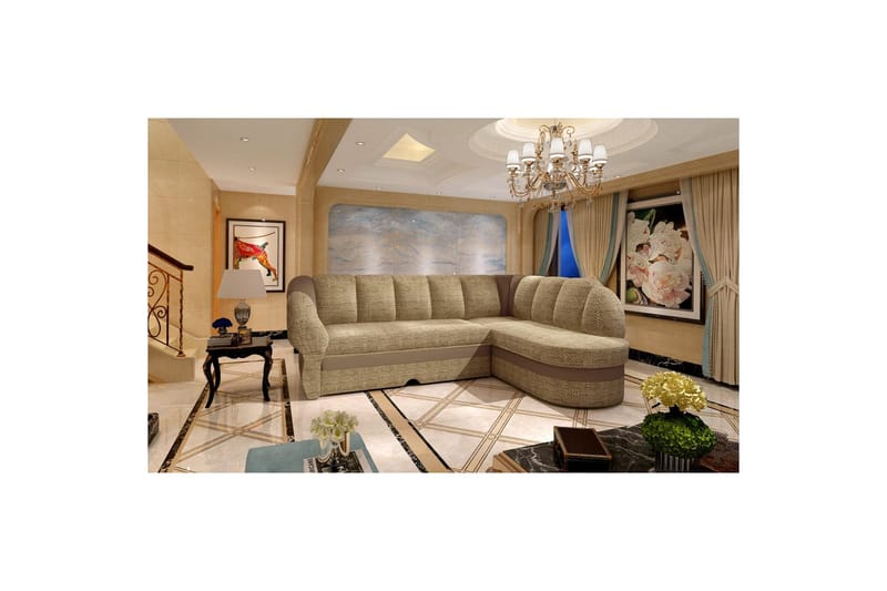 Sektionssofa Eltap Benano 250x85x180 cm - Berlin 03, Blød 15, Beige, Brun, Højre - Møbler - Sofaer - Sovesofaer