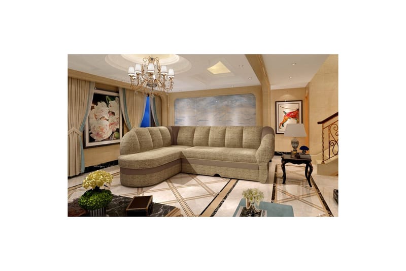 Sektionssofa Eltap Benano 250x85x180 cm - Berlin 03, Blød 15, Beige, Brun, Venstre - Møbler - Sofaer - Sovesofaer