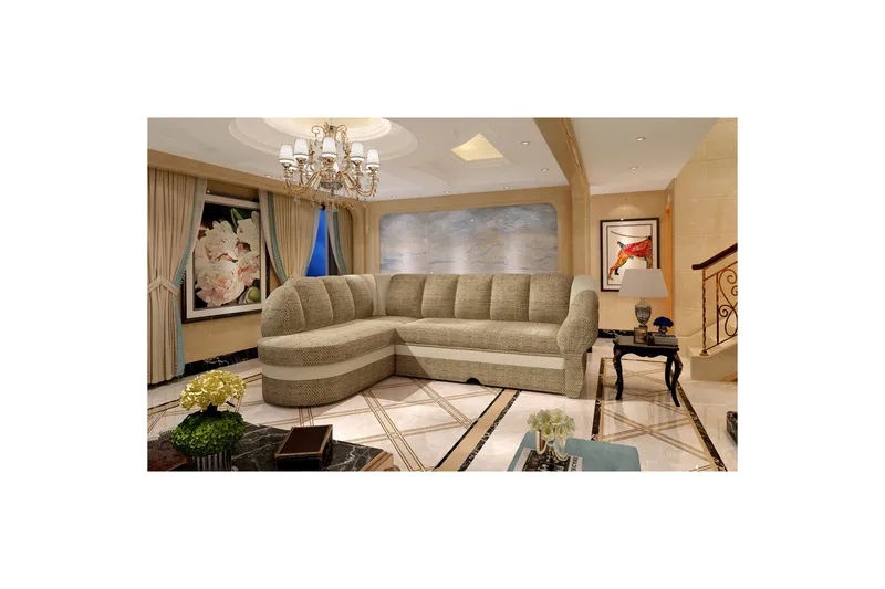 Sektionssofa Eltap Benano 250x85x180 cm - Berlin 03, Blød 33, Beige, Venstre - Møbler - Sofaer - Sovesofaer