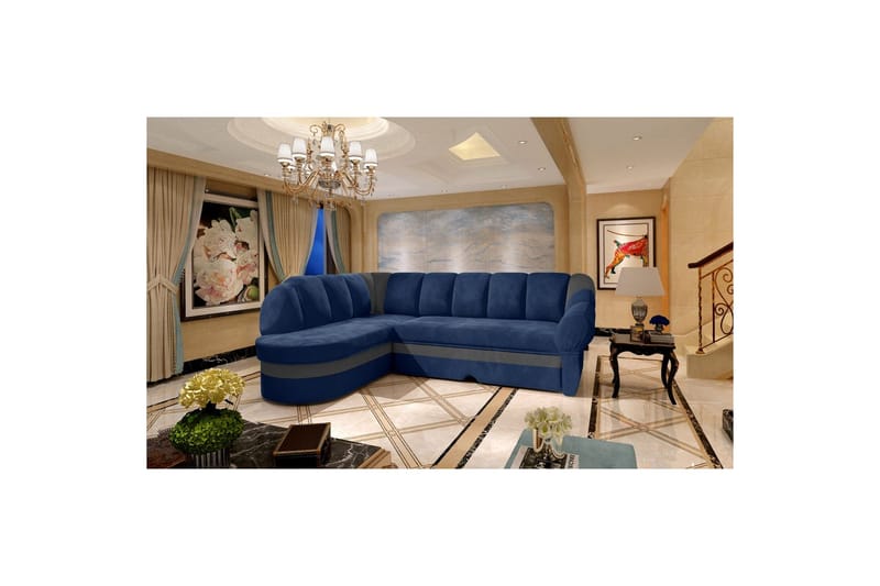 Sektionssofa Eltap Benano 250x85x180 cm, Kronos 09, Paros 06, Mørkeblå, Grå, Venstre