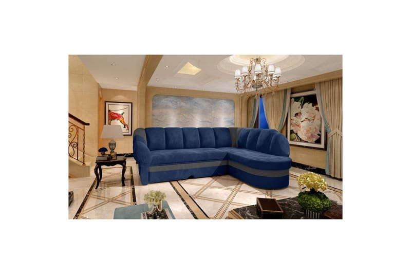 Sektionssofa Eltap Benano 250x85x180 cm, Kronos 09, Paros 06, Mørkeblå, Grå, Højre