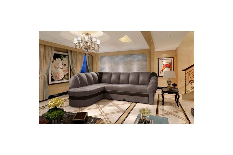 Sektionssofa Eltap Benano 250x85x180 cm - Monolit 09, Monolit 29, Mørk Beige, Brun, Venstre - Møbler - Sofaer - Sovesofaer