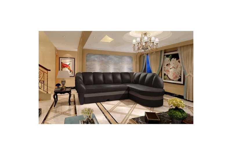 Sektionssofa Eltap Benano 250x85x180 cm - Monolit 29, Monolit 09, Brun, Mørk Beige, Højre - Møbler - Sofaer - Sovesofaer