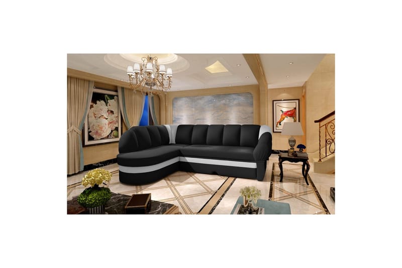 Sektionssofa Eltap Benano 250x85x180 cm, Soft 11, Soft 17, Sort, Hvid, Venstre