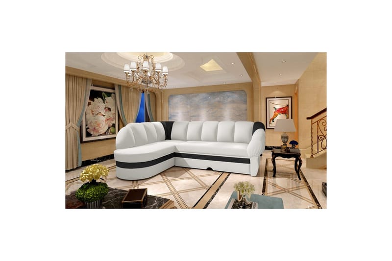 Sektionssofa Eltap Benano 250x85x180 cm - Soft 17, Soft 11, Sort, Hvid, Venstre - Møbler - Sofaer - Sovesofaer