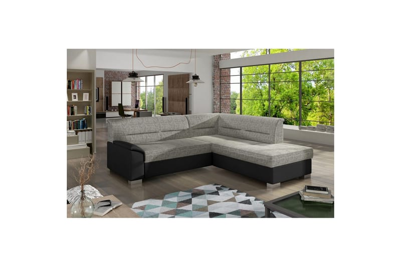Sektionssofa Eltap Bergen 247x214x83 cm - Berlin 01, Soft 11, Grå, Sort, Højre - Møbler - Sofaer - Sovesofaer