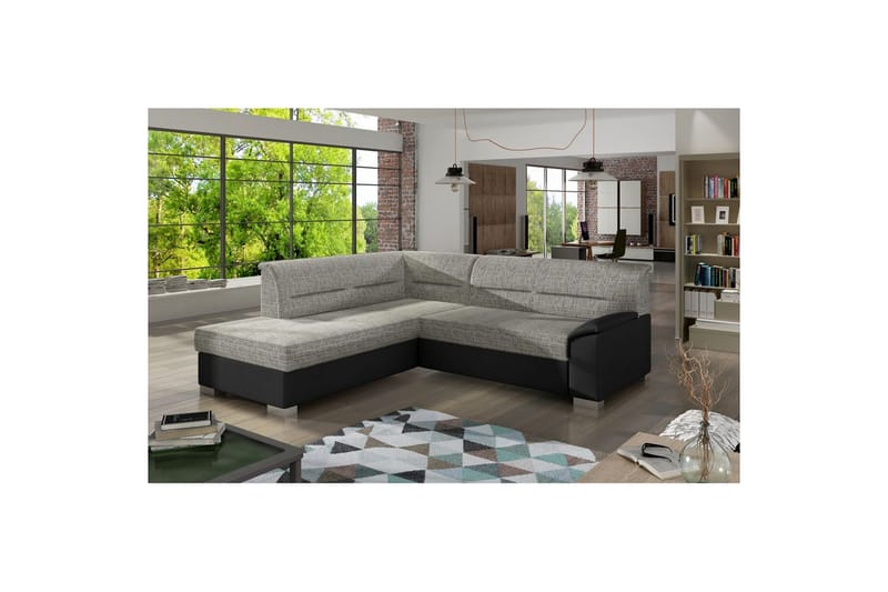 Sektionssofa Eltap Bergen 247x214x83 cm - Berlin 01, Soft 11, Grå, Sort, Venstre - Møbler - Sofaer - Sovesofaer