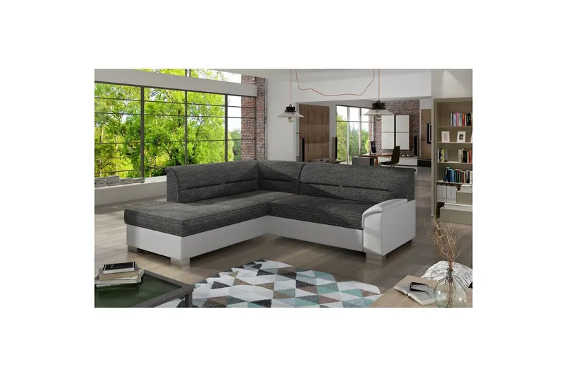 Sektionssofa Eltap Bergen 247x214x83 cm - Berlin 02, Soft 17, Hvid, Venstre - Møbler - Sofaer - Sovesofaer
