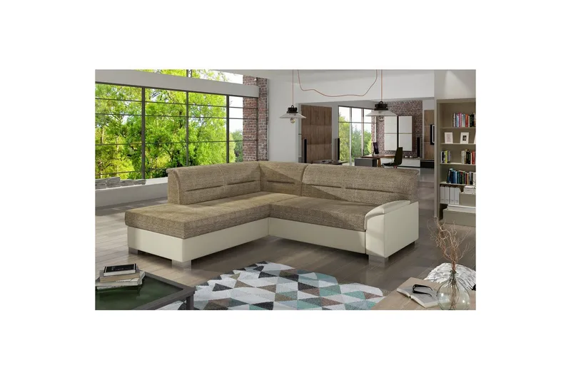 Sektionssofa Eltap Bergen 247x214x83 cm - Berlin 03, Soft 33, Beige, Venstre - Møbler - Sofaer - Sovesofaer